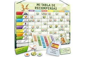 LIKARTO Tabla de Recompensas para Niños - Pizarra magnética con muchas tareas y 280 imanes - Inspira el buen comportamiento - Calendario educativo infantil - Verde