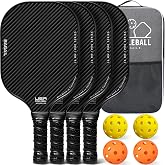 BAGAIL Pickleball Paddles Set, Pickle Ball Rackets with 4 Pickleball Balls, Lightweight, High Impact Absorption, Ergonomic, S