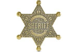 GTYARYUA Sheriff Star Badge, Etoile de Sheriff, Étoile de Flic Occidental Vintage Badge, Adulti e Bambini Broche, pour Cowboy Costume, Accessoires de Costume de Police, Halloween Cosplay Party