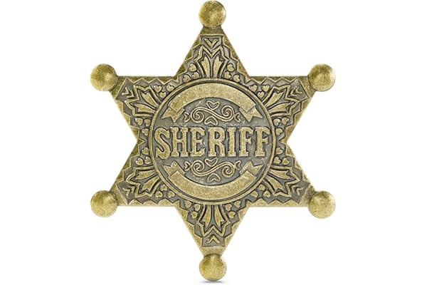 Sheriff Star Badge, Etoile de Sheriff, Étoile de Flic Occidental Vintage Badge, Adulti e Bambini Broche, pour Cowboy Costume, Accessoires de Costume de Police, Halloween Cosplay Party