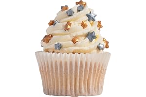 PME Cake Sprinkles Navideños Charms | Estrellas Doradas y Plateadas (25g / 0.9oz) | Decoraciones Comestibles Festivas para Tartas, Cupcakes y Repostería de Invierno