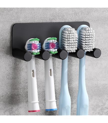 LURNODY Support Brosse a Dent Electrique, 4 Trous 20cm Porte Brosse à Dents Mural, Aciers Inoxydables, sans Percage, Porte Brosse a Dent Electrique Absorbe l'eau et Résiste à l'Humidité (Blanc LURNODY Support Brosse a Dent Electrique, 4 Trous 20cm Porte Brosse à Dents Mural, Aciers Inoxydables, sans Percage, Porte Brosse a Dent Electrique Absorbe l'eau et Résiste à l'Humidité (Blanc