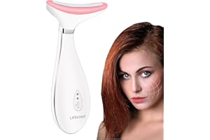 LiFECOKO Massaggiatore Viso, Massaggiatore di Bellezza per il Viso e il Collo, 45℃ Massaggiatore Viso Antirughe per il rassodamento e il lifting del viso, Ricaricabile USB Portatile - Bianco