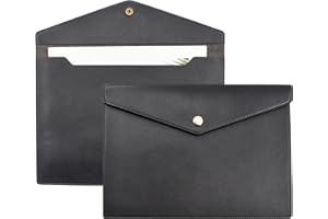 ‎VANRA VANRA PU Leder Aktenordner A4 Dokumentenhalter Aktenumschlag Wasserdicht Portfolio Aktenordner Organizer für Briefgröße mit Druckknopfverschluss (Schwarz)