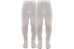 AQUILONE 0-14 AQUILONE Collant Daiana, Collant Bambina Elasticizzati, Collant Fantasia Bambina Jacquard Rombi Cuori Pois, Collant Bambina Cerimonia - Made in Italy - 2 Paia