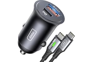 ‎INIU INIU Ładowarka samochodowa do szybkiego ładowania, łącznie 60 W [USB C 30W+USB A 30W] PD i QC3.0 Ładowarka Samochodowa+[1m] 100 W, USB C Ładowarka zapalniczka samochodowa dla iPhone 16 15 14 Pro MAX