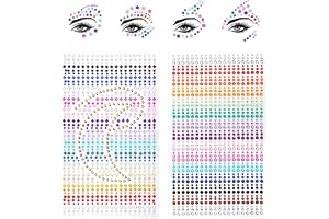 URAQT Face Gems Glitter, Face Strass Mermaid Jewels Face Stickers Set, Självhäftande Crystal Rainbow Diamonds Ögon Ansikte Kropp Tillfälliga tatueringar för kvinnor Makeup, Festivaldekorationer (12 ark)