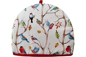 SIXSIGMA SPORTS Couvre-théière pour petite et moyenne taille - 6 tasses isolées - 35 x 27 x 3 cm - Grand cadeau amusant d'anniversaire, de Noël, de cuisine, de maison, d'oiseaux de printemps