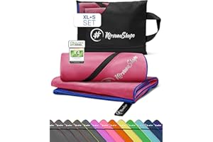 NirvanaShape Mikrofaser Handtuch, Microfaser Handtücher leicht, kompakt als Badetuch, Reisehandtuch, Strandtuch, Sporthandtuch, 2er Set XL+S 200 x 100 + 60 x 40 cm