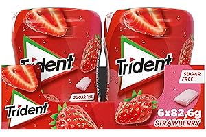 Trident Fresh Bottle Fresa- Chicles sin Azúcar con Sabor a Fresa - 6 Botes de 82,6 g