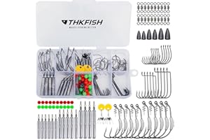 ‎THKFISH THKFISH Angelzubehör Set Gewichte Angeln Sinker Angeln Drop Shot Gewichte Angelgewichte Kit Drop Shot Rig Verrückte Offset Haken Rollende Wirbel schnappt