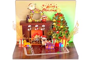 ‎FITMITE Pop Up Karte Weihnachten mit Musik und Licht 3D Kamin-Weihnachtskarte Ausblasbare Flamme mit Umschlag für Kinder Mädchen Frauen Mann Weihnachten Geschenk