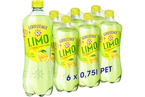 ‎GEROLSTEINER Gerolsteiner Zitronen-Limonade/Angenehm prickelndes, natürliches Mineralwasser mit fruchtigem Zitronengeschmack/6 x 0,75 L PET Einweg Flaschen
