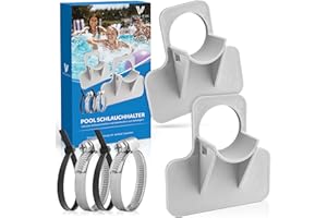 Villkin Uchwyt do węża basenowego (2 sztuki) – 26-38 mm – w zestawie obejmy do węża z zabezpieczeniem przed zagięciem do basenów (kolor szary)