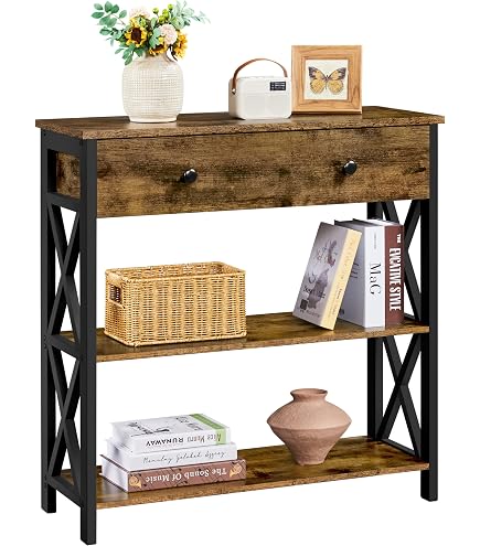 Console 2 tiroirs chevrons 110cm naturel & noir CHEVRONS - Conforama