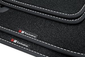 teileplus24 EF109 Alfombrillas Exclusive-Line Design para Audi Q5 2008-2016 Costuras Decorativas, Costura:Plata