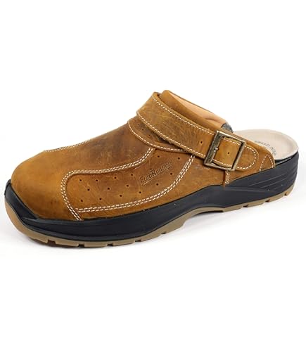 EUROROUTIER Werkslippers, pantoffels van leer met draaibare riem en