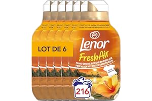 Lenor Fresh Air Adoucissant 216 lavages (36x6), Parfum Soleil Tropical, Protection Anti-Odeurs, Fraîcheur Ultra Concentrée, Fabriqué En France