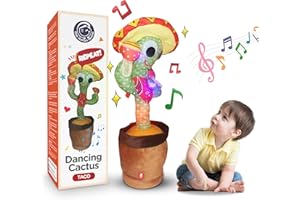 The Italian Home® Cactus Bailarin Repite Español USB, captus Juguete Bebe + Toca más de 50 Canciones, Cactus Que Habla y Canta, registra, Repite, se Ilumina (Taco)