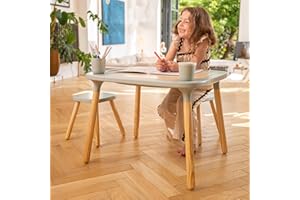 TP TOYS Active Tots 4-in-1 Indoor Wooden Toddler Table Montessori-Inspired Activity Table with Play Surface, Building Block Board, Chalkboard & Sensory Tub Durable Pinewood Design for Ages 12 Months+