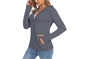 TACVASEN Women's Hoodie Sun Protection Hooded T-Shirt Quick Dry Summer UPF 50+ UV Protection Jacket Zip Pocket