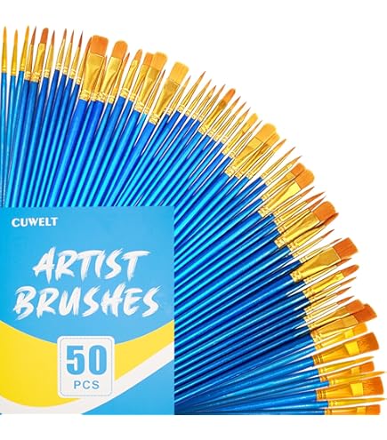 Jecdfs 30-teiliges Künstlerpinsel Set - 7mm Flache Pinsel Für Acryl, Aquarell & Miniaturmalerei