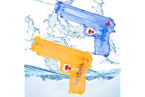 IHLOOTD Pistola Acqua Bambini 2 Pezzi Set di Mini Pistole ad Acqua Blu e Arancione Giocattolo Pistola Acqua per Bambini Feste Estive, Piscine, Giardini, Spiagge