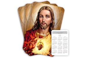 Numerophi Calendario 2025 del Sagrado Corazón de Jesús, Anuario de Bolsillo, Estampita Fé Cristiana