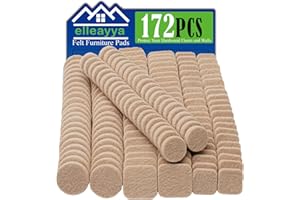 ELLEAYYA Sticky Felt Pads for Chair Legs – Chair Pads Floor Protectors (172pcs: Round & Square, 19mm & 25mm Sizes, 5mm Thick, Beige) – Self-Adhesive Felt Pads, Furniture Pads, Floor Protectors