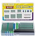 ALLECIN PCB Board Kit 20Pcs Prototype Printed Circuit Boards Double Sided 18Pcs 2Pin 3Pin 5MM Screw Terminal Block 20Pcs 40Pin 2.54MM Single Row Male and Female Header Connector for Soldering (58Pcs)