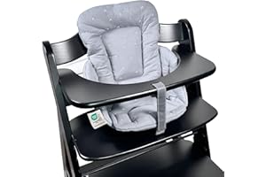 LALOONA BABY BEDDING LaLoona Sitzverkleinerer für Hochstuhl Hauck Alpha und Beta - weiches Baby Sitzpolster aus Baumwolle, OEKO-TEX Standard 100 geprüft, hautfreundlich und maschinenwaschbar - Grau