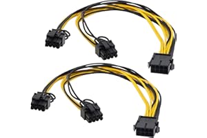 zdyCGTime 2 Unidades de 8 Pines PCI-E PCI Express Tarjeta gráfica de vídeo 8 Pines GPU VGA Hembra a Dual 8 Pines (6+2) Pin PCI-E Macho y Divisor Cable de extensión 8 Pines GPU(30 cm)