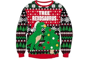 Fanient Pull de Noël pour Garçons et Filles 3D Pull Tricoté Amusant avec Impression 7 à 14 Ans