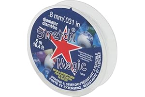 Stretch Magic Elastic Beading Cord – Clear Color, 0.8mm in Diameter, 5-Meter (16.4 ft) - Easy to Knot, Strong & Stretchy String for Making Beaded Jewelry
