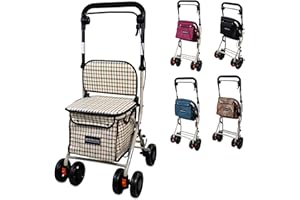 Mobiclinic®, Shopping Trolley with Seat, Mobility Walker, 21L, Walker for Adults, Foldable, Rollator, Trolley with Backrest, Shopping Trolley on Wheels, Bag Removable, Directional Locking
