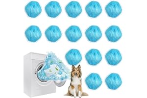 LOMPYEU 15 Stücke Tierhaarentferner Waschmaschine,Waschbälle,Haarfänger für Wäschetrockner,Flusenkugeln,Katzenhaarentferner Waschmaschine Wiederverwendbar Fusselbälle,Entfernt Tierhaare,Fusseln & Flusen