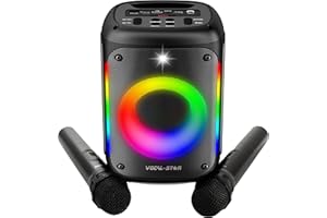 Vocal-Star VS-275 Przenośny sprzęt do karaoke z Bluetooth, 2 mikrofony bezprzewodowe, głośnik 60 W, efekty świetlne, nagrywanie śpiewu, z akumulatorem