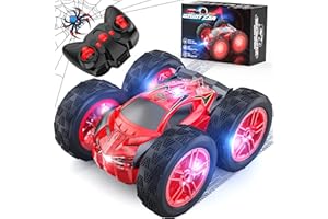MIERYD Spider Macchina Telecomandata per Bambini, Auto Radiocomandata Giochi Bambino 3 4 5 6 7 Anni, Rotazione a 360° Auto Acrobatica con Luci, Monster Truck Ragazzi Regali Giocattoli Natale Compleanno Rosso