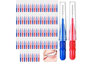 Acboor Zahnzwischenraumbürsten, 150 Stück Interdentalbürsten Zahnstocher, Interdentalbürste Zahnseide Dentalbürsten Zahnreinigung Werkzeug,Rot und Blau