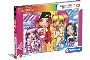 Clementoni - Puzzle Rainbow High 180pcs Supercolor High-180 sztuk-Made in Italy, 7 lat, Kreskówki, Dziewczynka, Wielobarwny, Medium, 29776