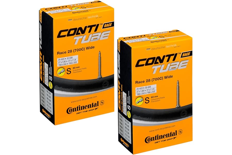 Continental Race 28 700 x 25-32c Bike Inner Tubes with Presta 60mm Valve (Pair),Black