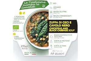 Agricola Miglioretti Zuppa Biologica di Ceci e Cavolo Nero Pronta in 3 Minuti - Vegana, Senza Glutine e Senza Conservanti per un Pasto Sano e Delizioso