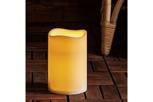 Lights4fun Grande Bougie Pilier LED d’Extérieur à Piles avec Programmateur, 17,5cm