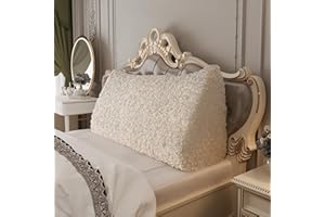 ‎JOHNEAR Johnear Keilkissen Lesekissen für Bett und Sofa Lehnenkissen Weiß Plüsch Kissen 180cm, Rückenkissen Kopfteil Bett Rückenlehne Großes Dreieckiges Lendenkissen