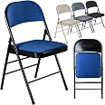 thumbnail interactive-video image 1 of Nyxi Folding Chair With Padded Seat – Metal Frame Indoor/Outdoor Chair, Holds 135kg (Camel Cream) 1 of 13