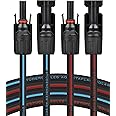 2 x 5 m solar cable extension cable 4 mm² with solar plug MC4 mounted on both sides for PV photovoltaic solar system solar panel solar cable extension black, marking white/red