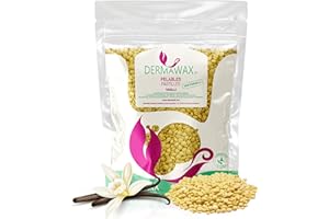 DERMAWAX Wosk waniliowy, wosk filmowy, premium perły woskowe bez pasków woskowych do depilacji, depilacji włosów, depilacji brazylijskiej całego ciała, nóg, twarzy i ramion