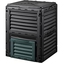 Spetebo Compostiera 280 Litri In Plastica Antracite, 81x61x61 Cm, Con Coperchio E Portello Di Svuotamento