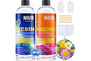 NIUB Epoxidharz, 1200 ml Harz und Härter-Set, neue Formel für kristallklares, sicheres und ungiftiges Kunstharz-Set, keine Blasen, selbstnivellierend und einfach für Anfänger, tiefes Ausgießen von