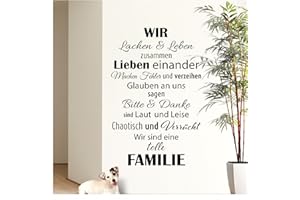 Wandaro Wandtattoo Spruch Wir sind eine tolle Familie I Schwarz 58 x 90cm I Flur Wohnzimmer Aufkleber Selbstklebend Wandaufkleber Wandsticker Wandtatoos W3301